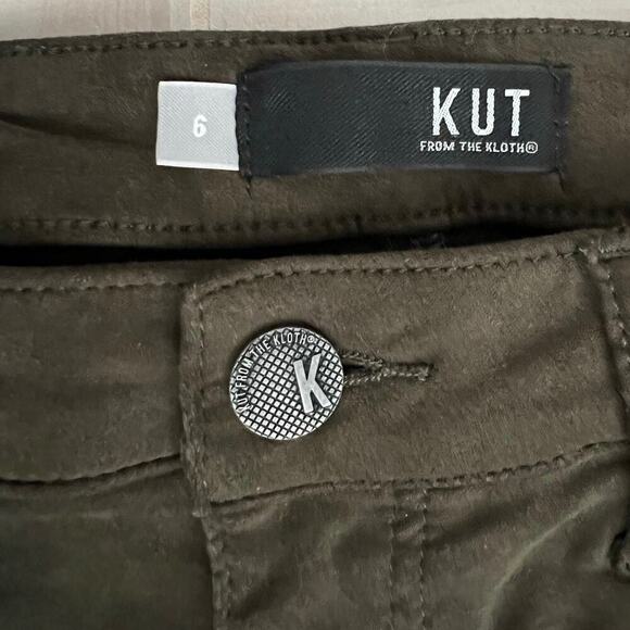 KUT From the Kloth Connie High Rise Ankle Skinny Pants Sz 6 Faux Suede Brown - Picture 6 of 8